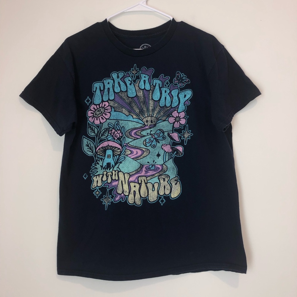 Take A Trip With Nature Large Dark Blue T-shirt